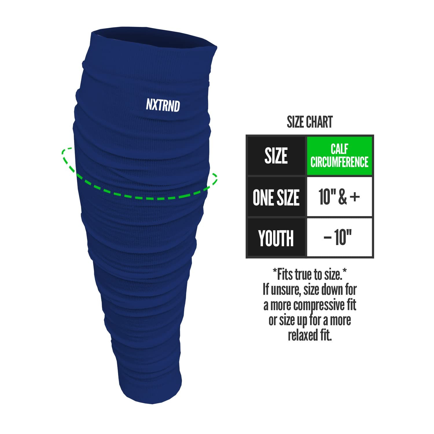 Nxtrnd Football Leg Sleeves Calf Sleeves for Men & Boys Sold as a Pair Navy Blue