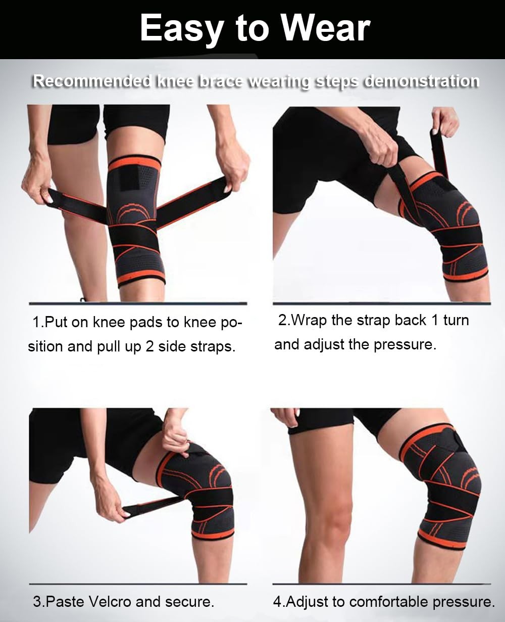 2 Pack Knee Wraps for Pain Relief, Wrap Compression Small, Black
