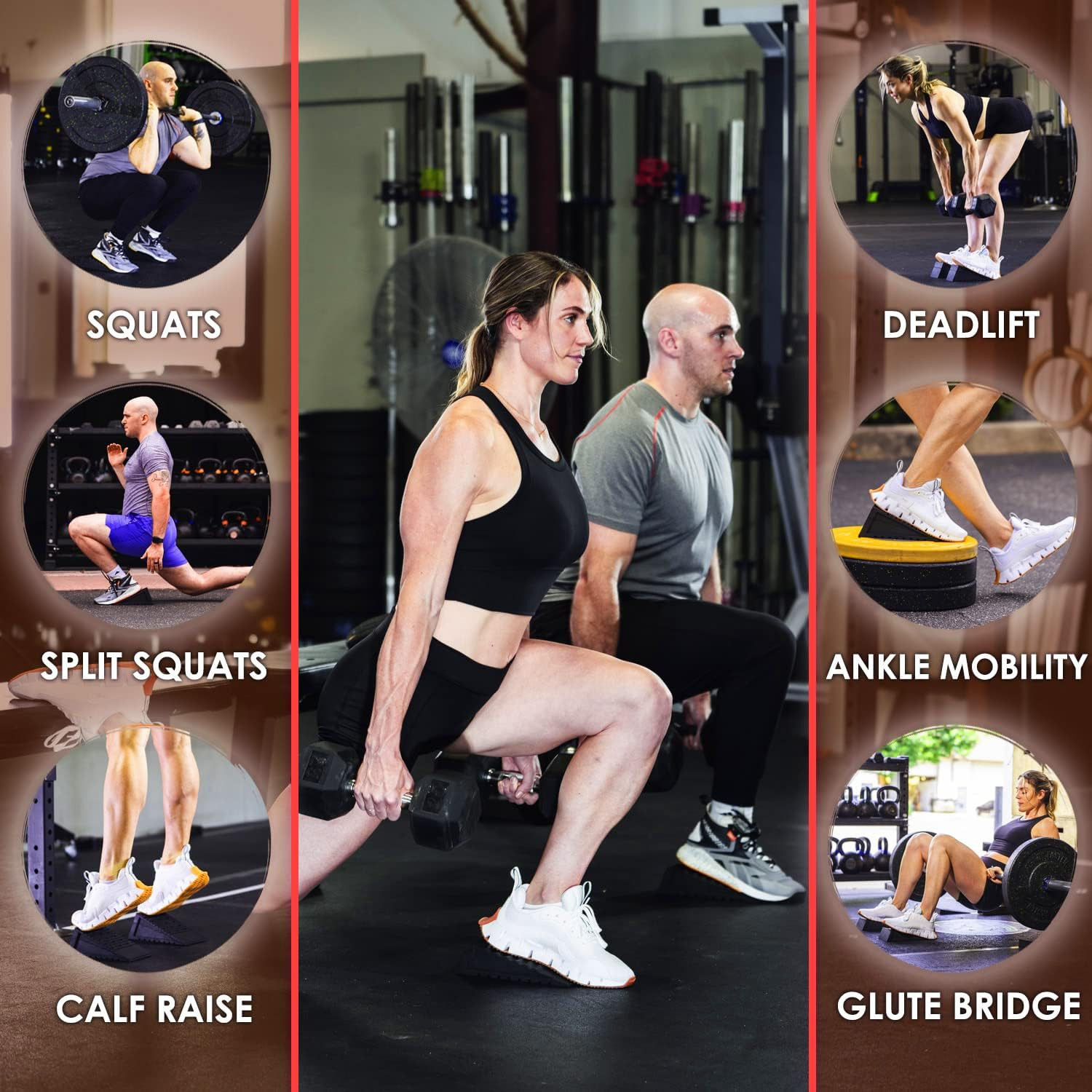 Squat Wedge Block: Doctor-Designed Pair of Adjustable, Non-Slip Slant Boards for