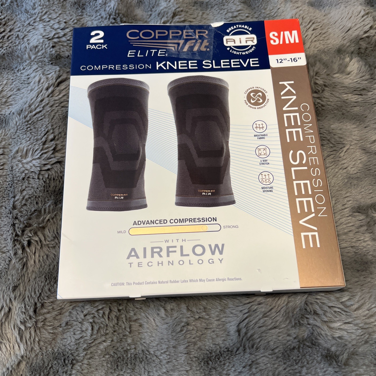 OPEN BOX – 2 PK – Small /Med – 12-16″ Copper Fit Compression Knee Sleeve Brace