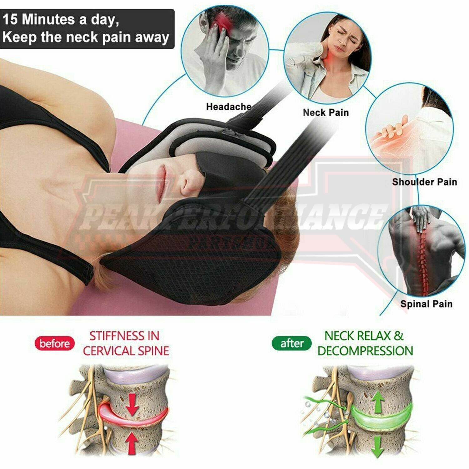 Cervical Neck Traction Device Over Door Stretcher Brace for Neck Pain Relief