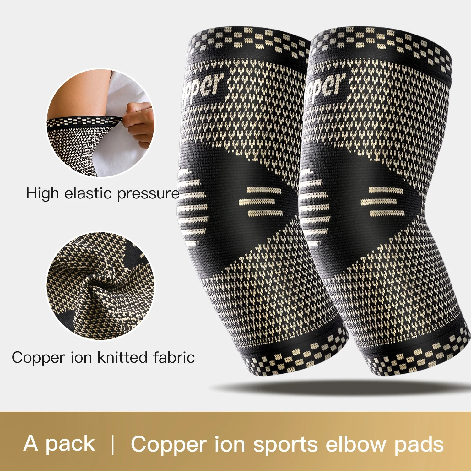 Copper Elbow Brace Compression Support Sleeve Arthritis Tendonitis Joint Pain