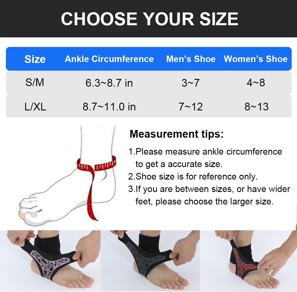 Ankle Brace Elastic Support Compression Sleeve Plantar Fasciitis Pink S/M 2 PCS