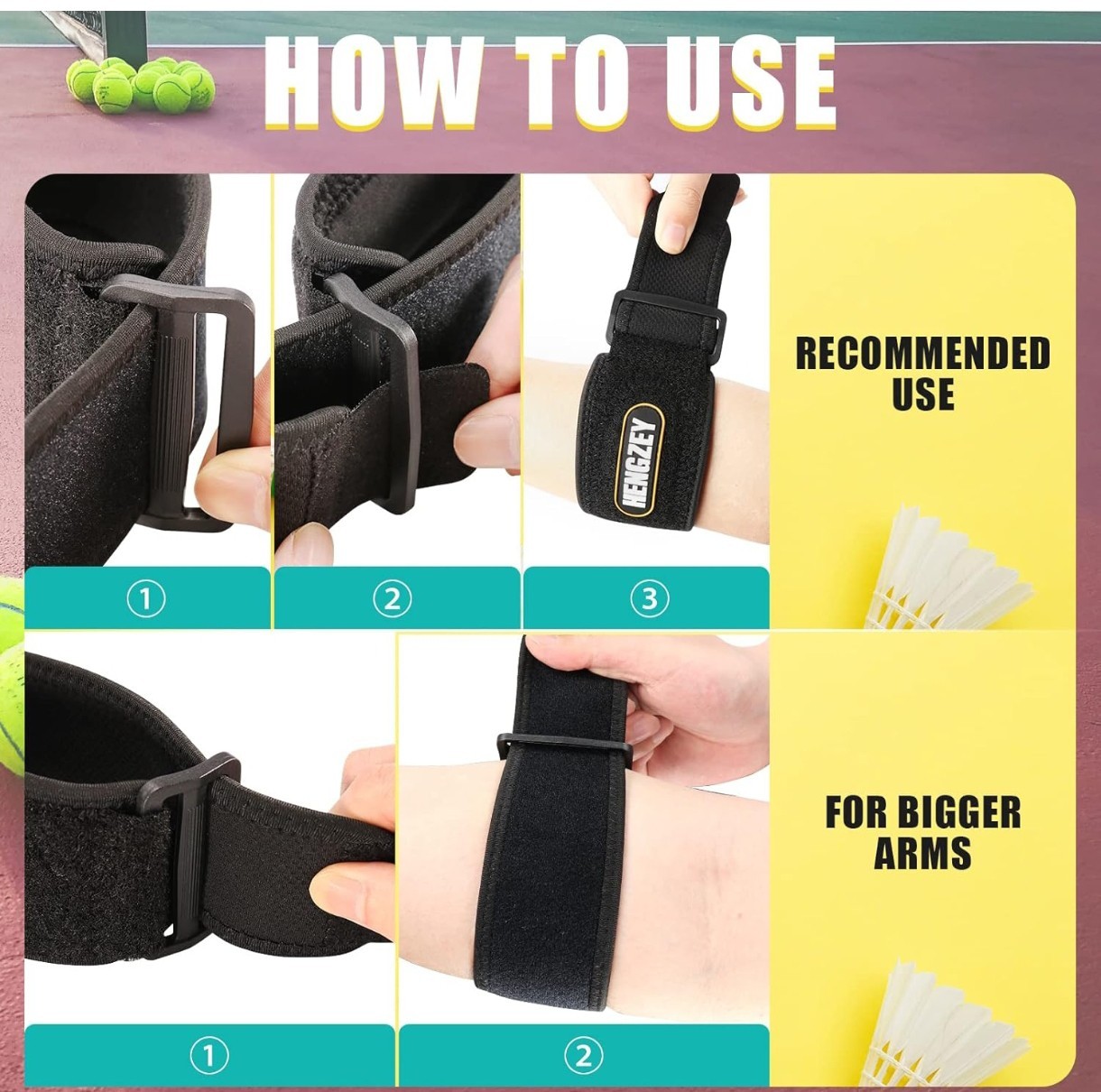 HENGZEY Elbow Brace for Tendonitis and Tennis Golfers Elbow Strap Pain Relief
