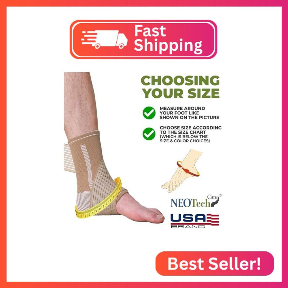 NeoTech Care Adjustable Ankle Support Brace (Beige, Size S, 1 Pair)