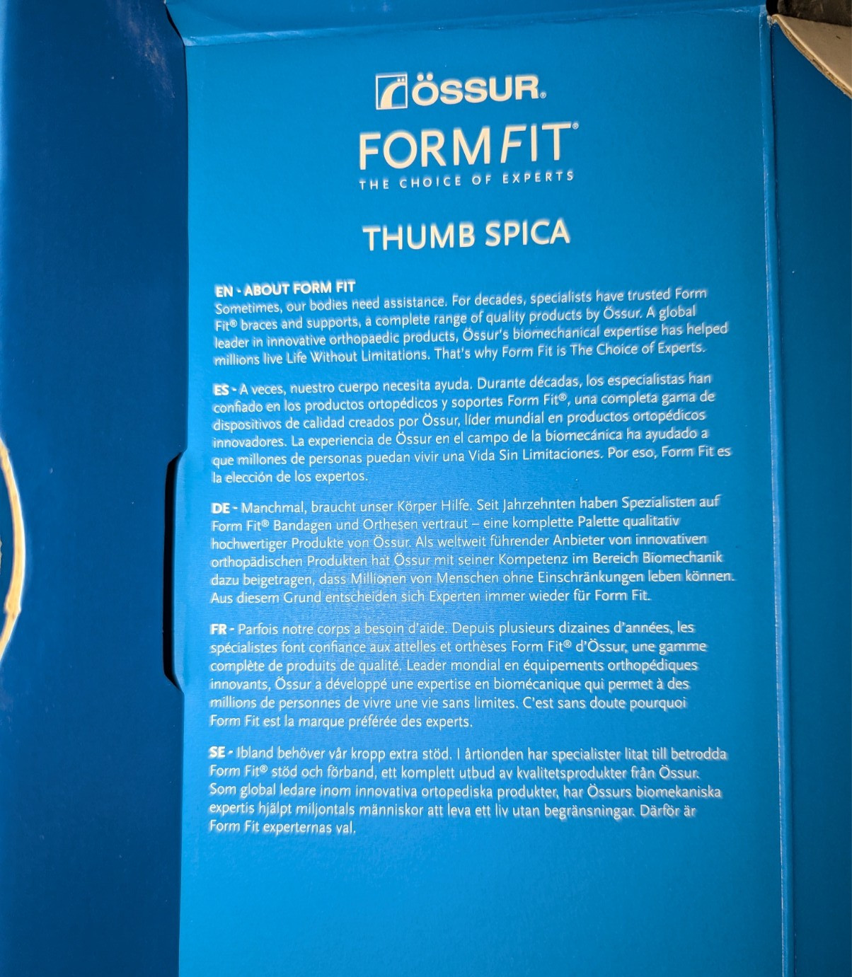 Ossur Thumb Spica Brace for Gamekeeper’s Thumb, Tendonitis, Arthritis (Med) LEFT
