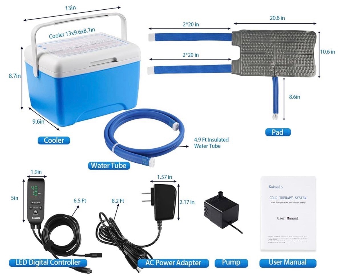 Cold Therapy Machine For Knee Xl Wrap Pad Timer 9 Qt Kokoslo Cfke001