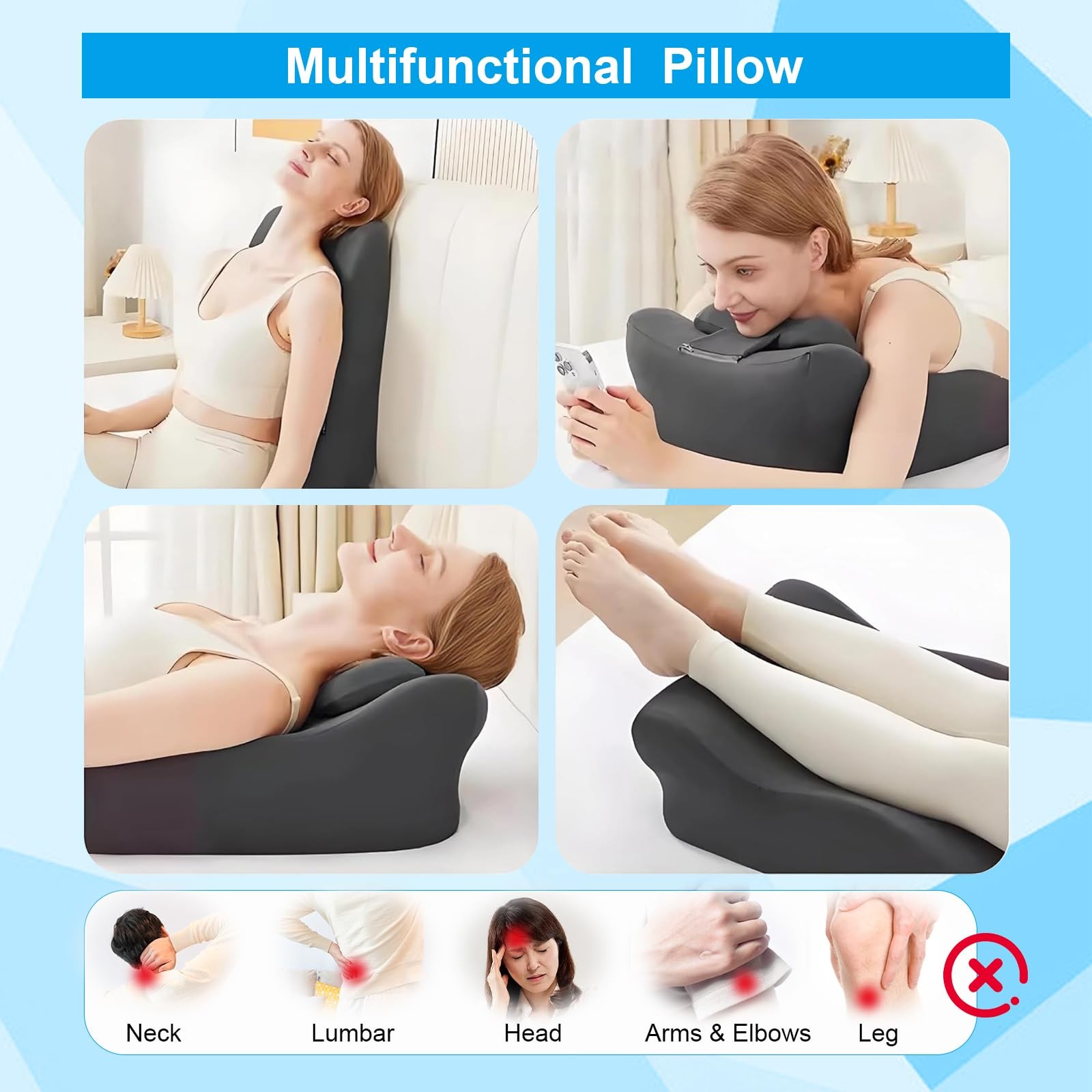 BCZETIH Adult Widened Intimacy Position Sex Pillow for Dark Grey, Grey