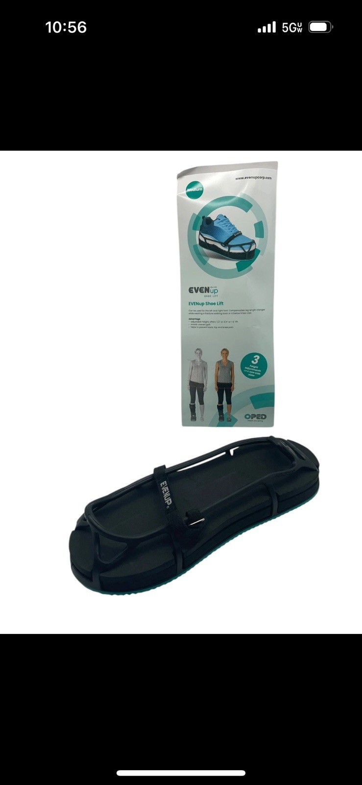 EVENup Adjustable Orthopedic Shoe Lift Medium Black Rubber Compensate Leg Length