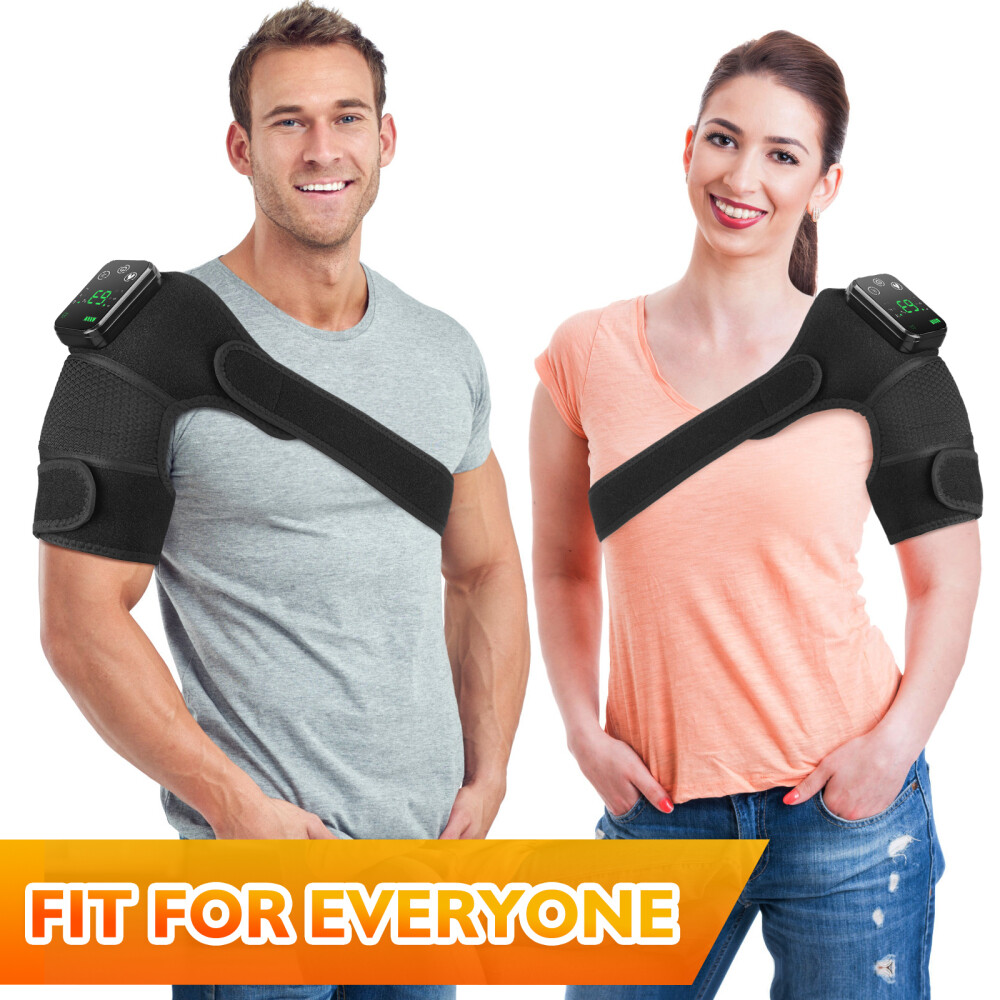2PCS Cordless Heated Knee Massager Vibration Heating Shoulder Brace Support Wrap
