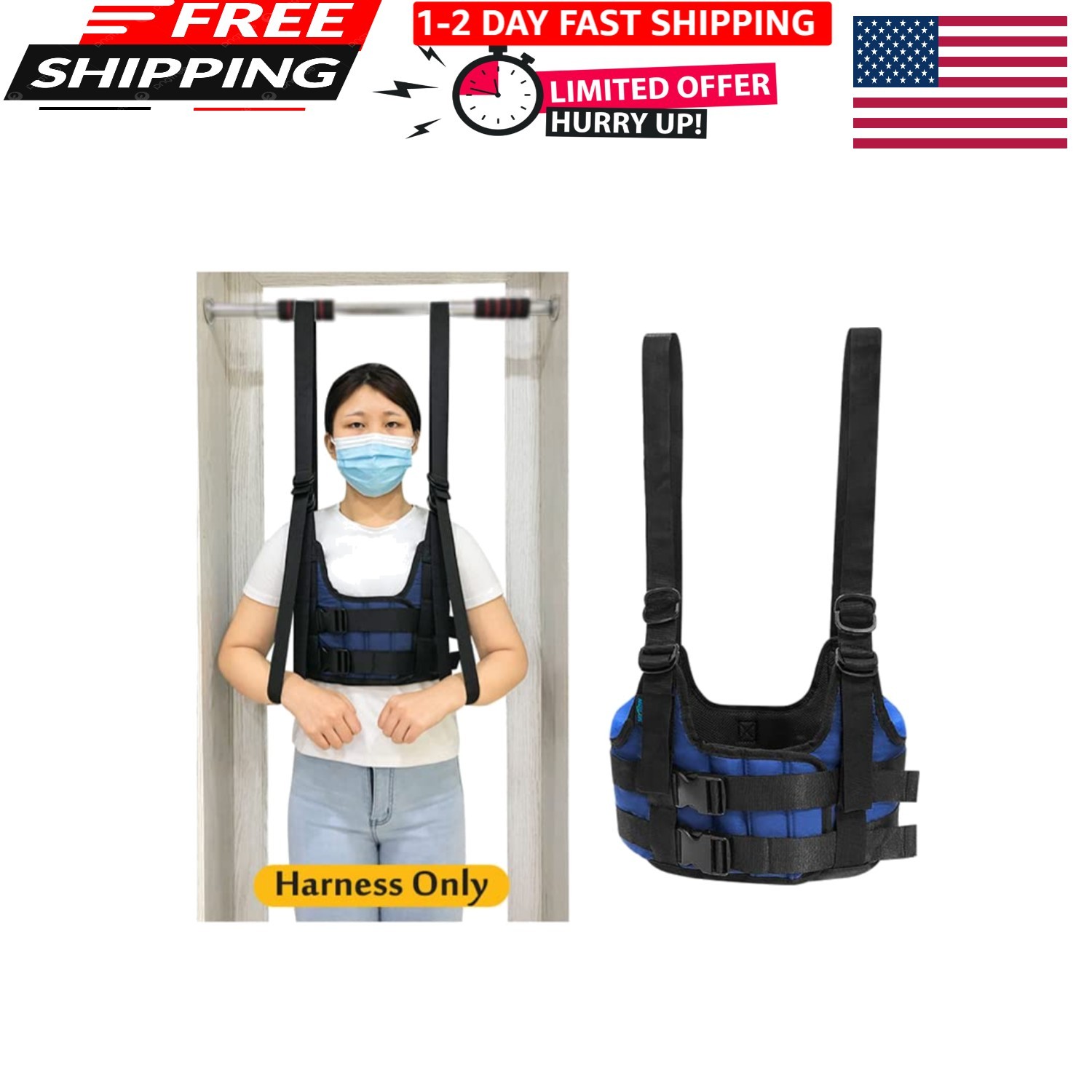Back Stretcher Harness for Spinal Decompression Lumbar Traction Belt & Inversion