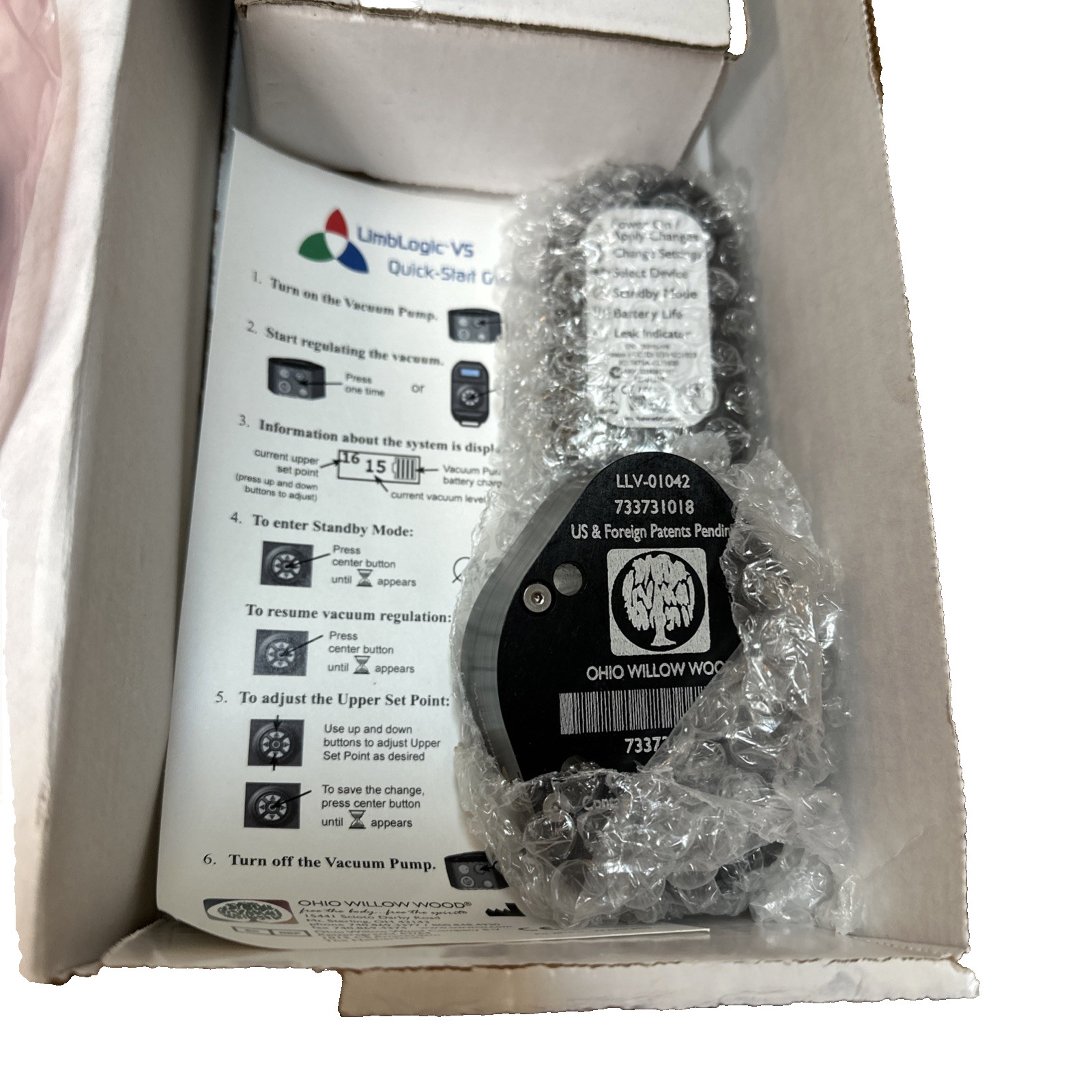 NEW Ohio Willow Wood Limblogic VS Pump Remote Charger Ships Free