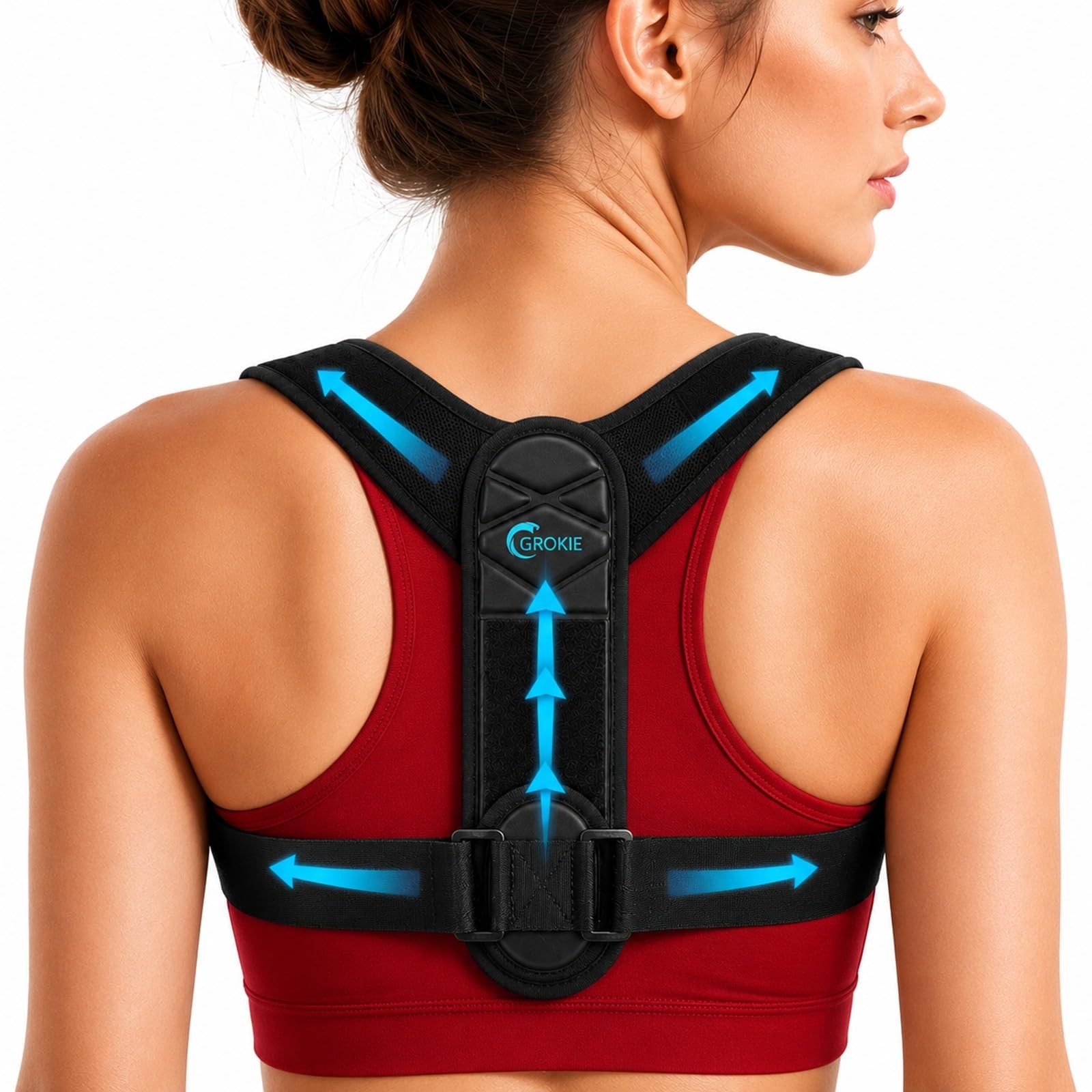 GROKIE Posture Corrector for Women and Men – Back Brace Medium, Black