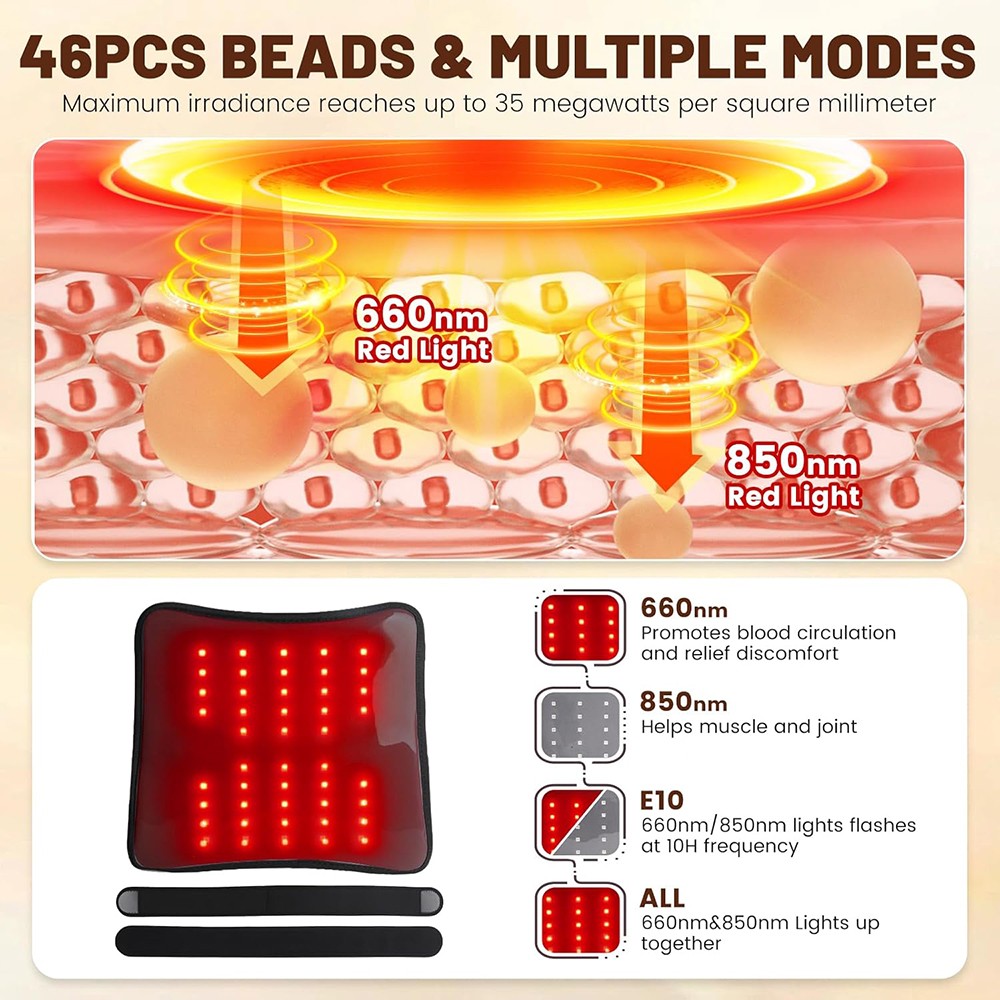 Red Light Heating Vibration Back Massager Lumbar Belt for Lower Back Pain Relief
