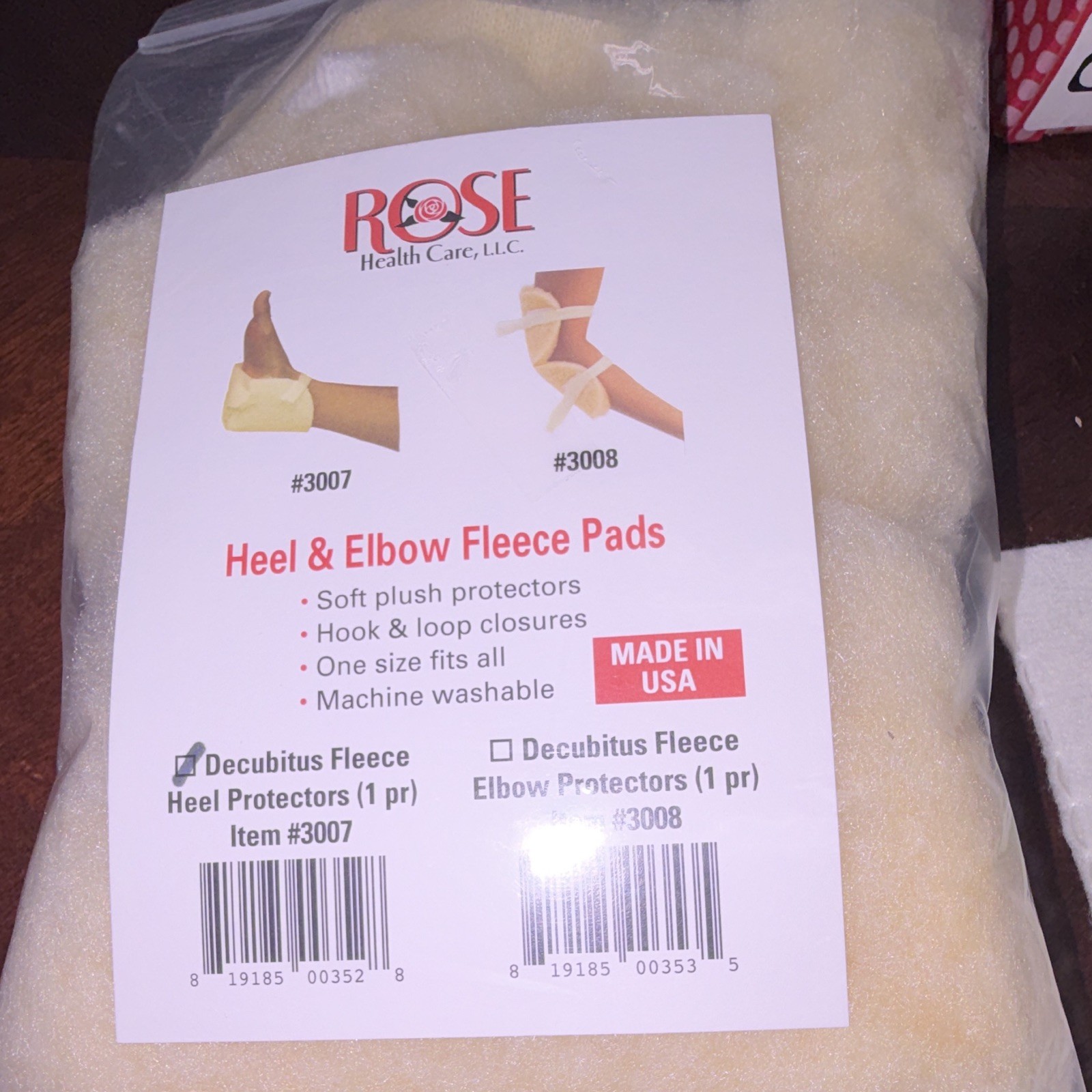 ROSE Health Care Heel & Elbow Fleece Protectors Pads, One Size, Beige 3007 3008