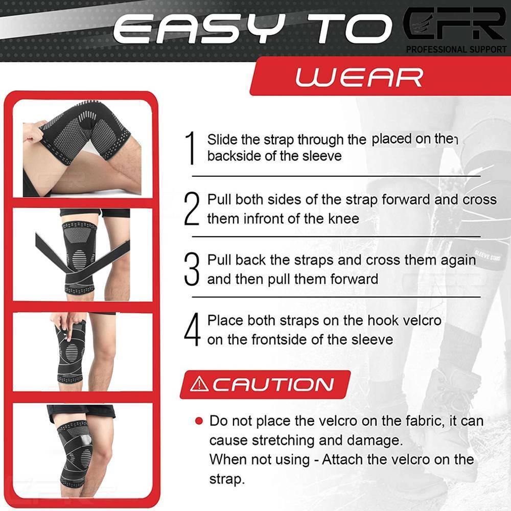 Knee Support Brace Copper Compression Sport Joint Pain Arthritis Relief Sleeves
