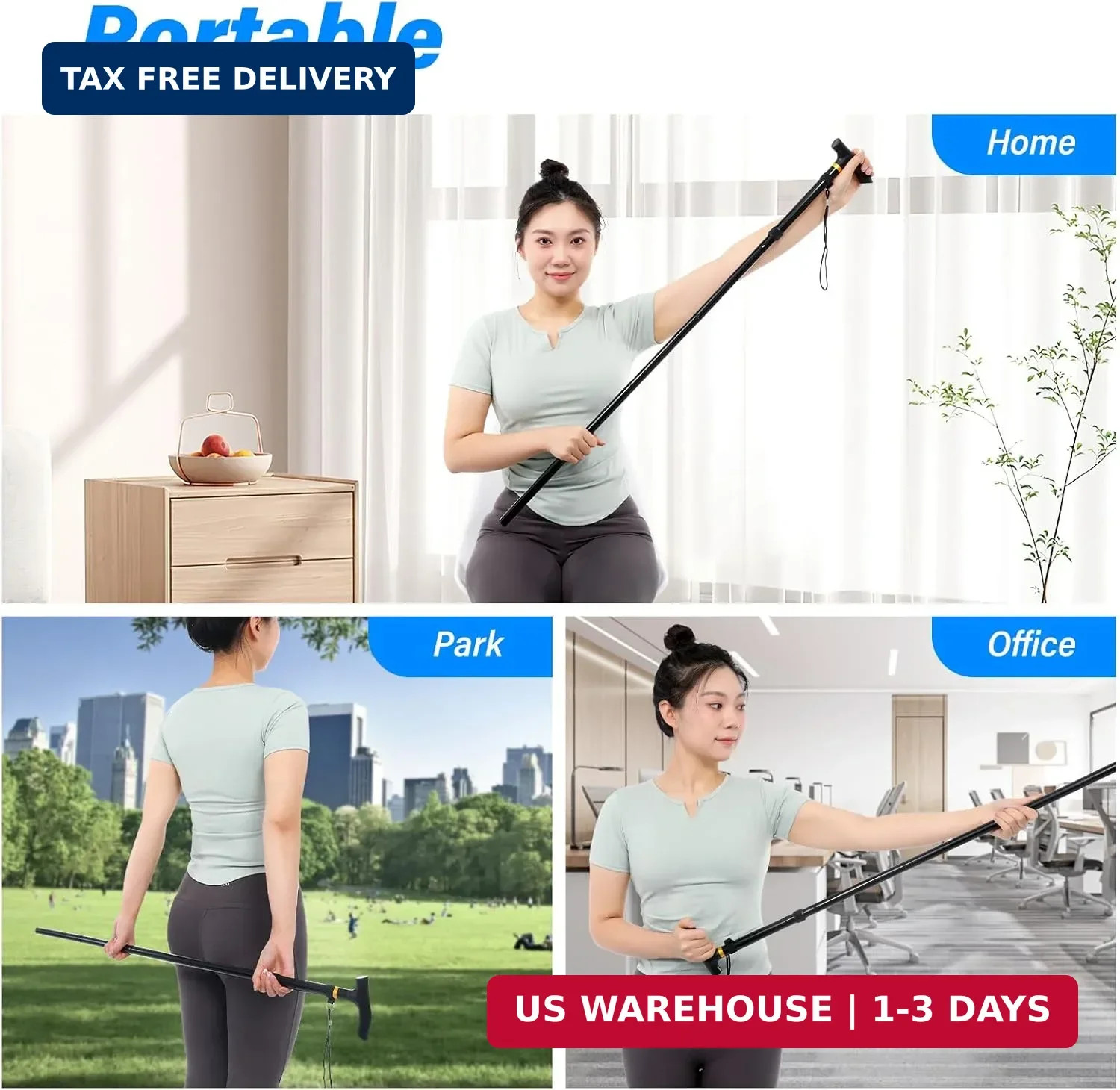 Foldable Shoulder Wand for Physical Therapy & Rotator Cuff Rehab – Lightweight,