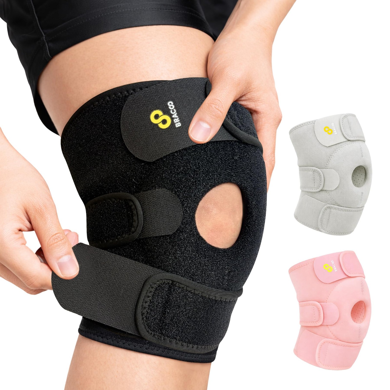 Bracoo Adjustable Compression Knee Patellar Pad Tendon Support Sleeve Brace