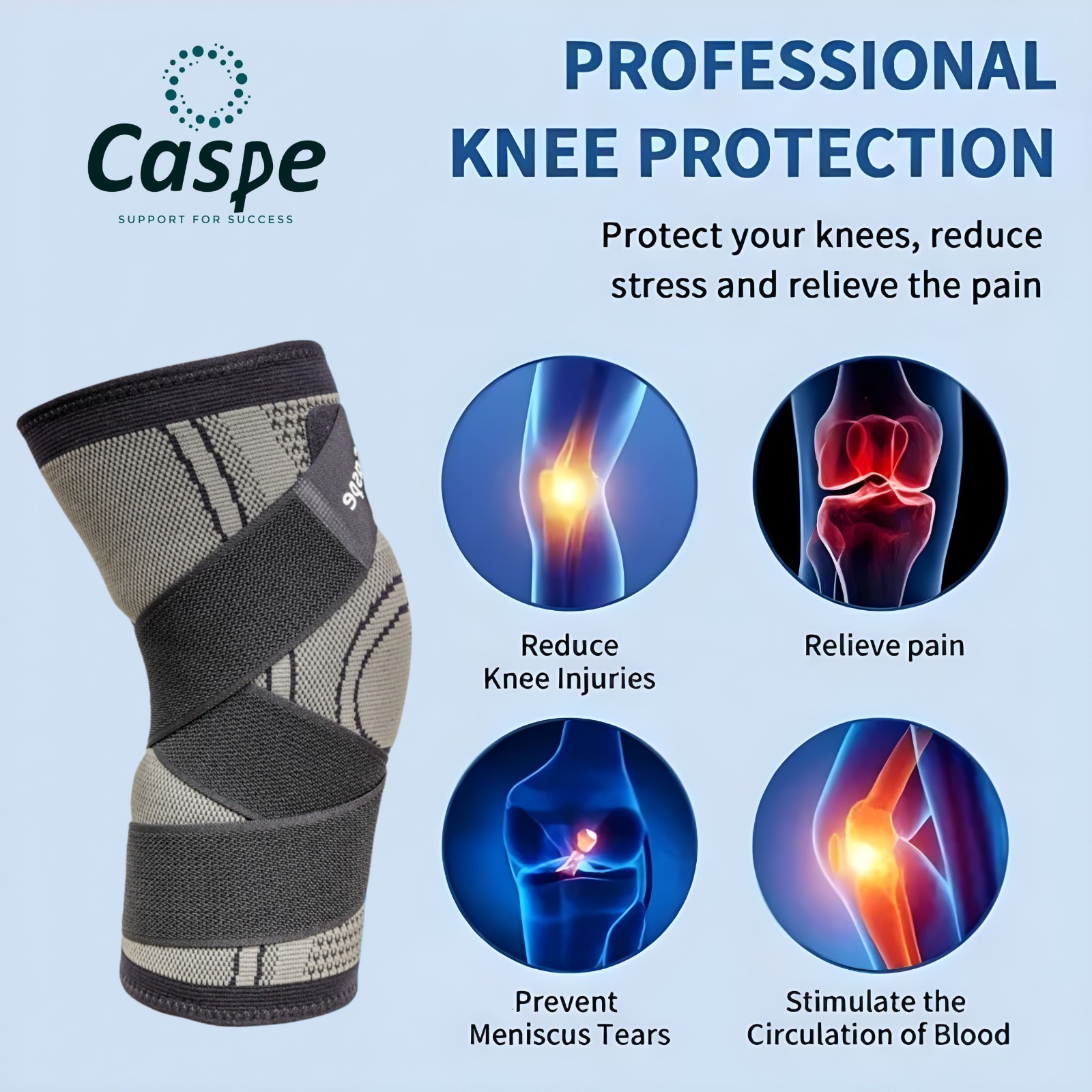 2Pcs Compression Sleeve Knee Brace Support Protector Arthritis Joint Pain Relief
