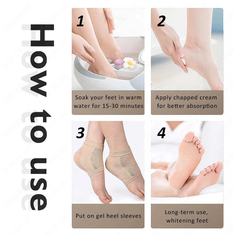 1 Pairs Gel Moisturizing Heel Sock Spa Sock For Foot Care Gel Heel Sock For Dry