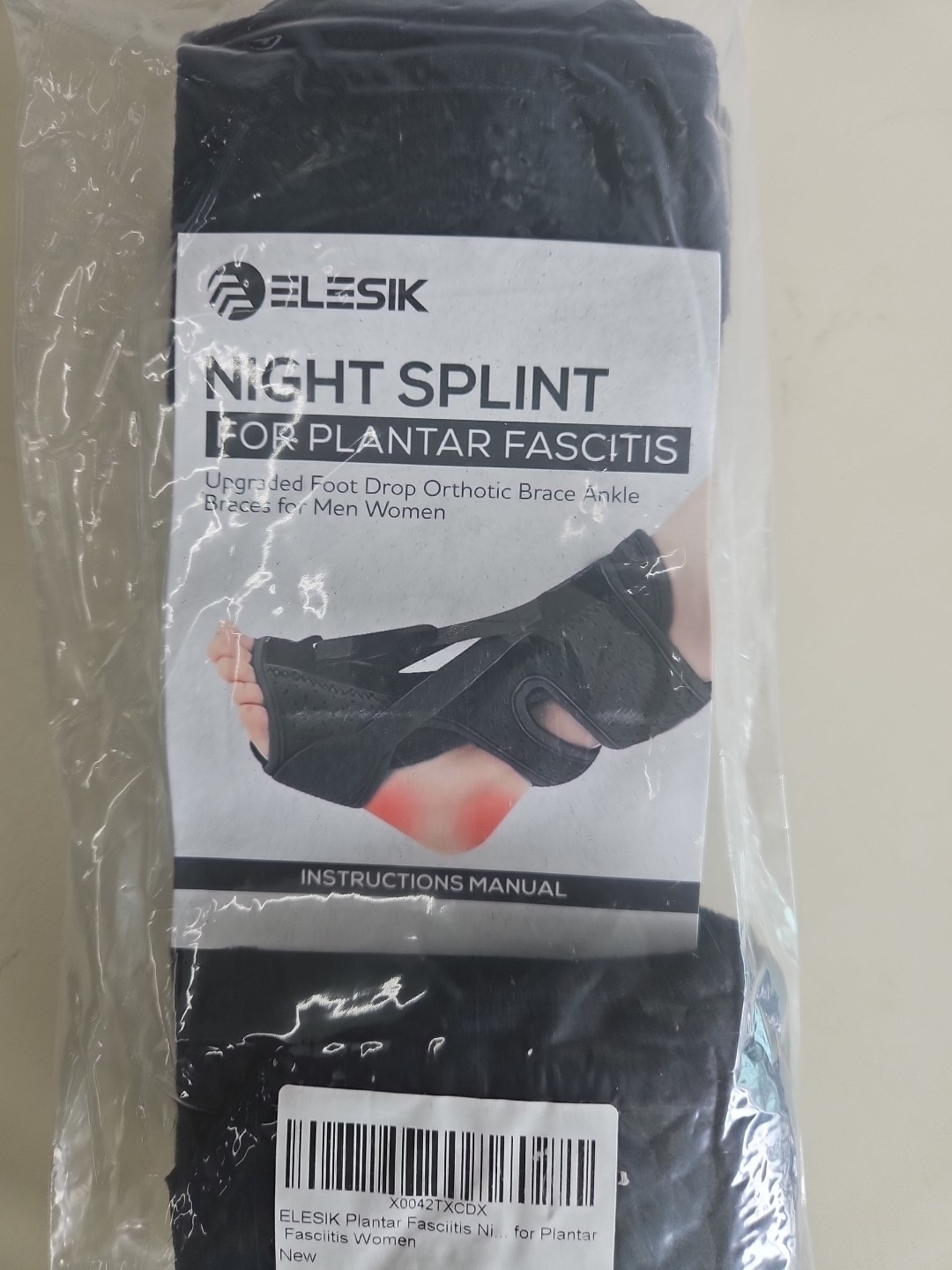 Elesik Night Splint For Plantar Fasciitis Men Women Foot Pain Ankle Brace