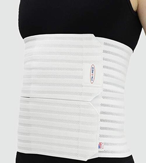 12″ Abdominal Binder for Men, Adjustable & X-Large (Pack of 1) White