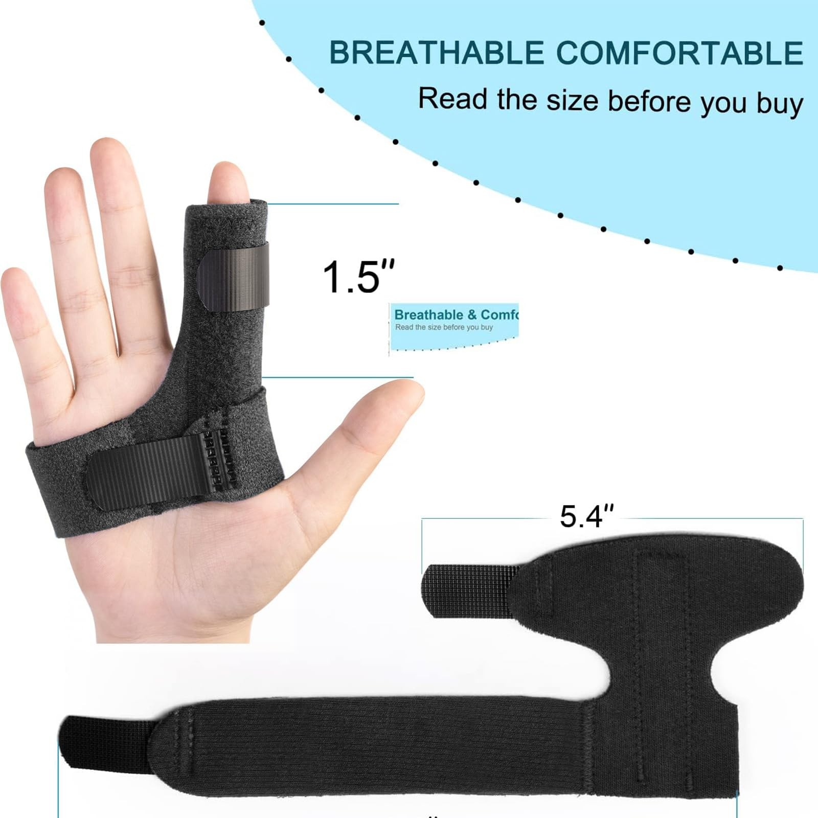 Sumifun Finger Brace, Trigger Splint for 1 Count (Pack of 1), Black