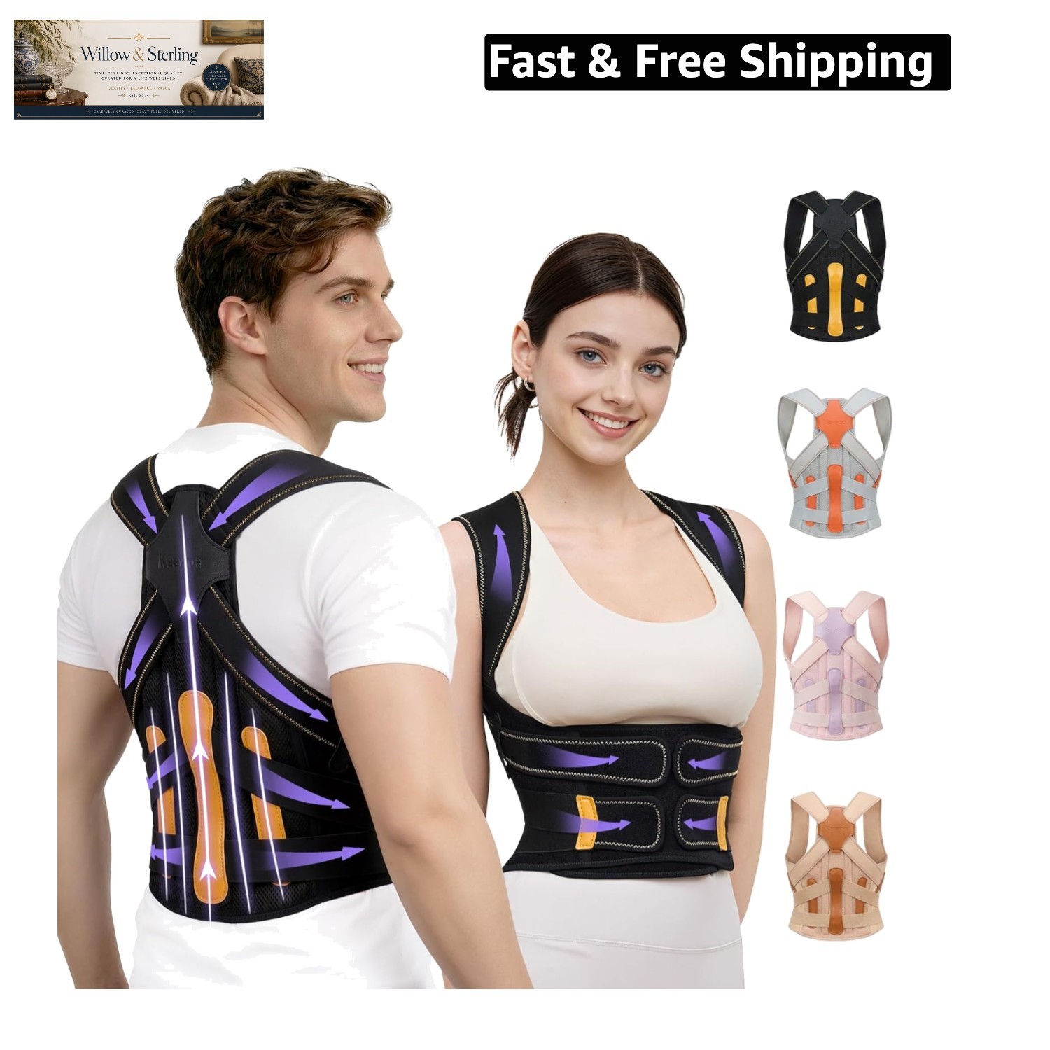 Posture Corrector for Women and Men, 5 Full Back Support Brace Rods, FSA&HSA …