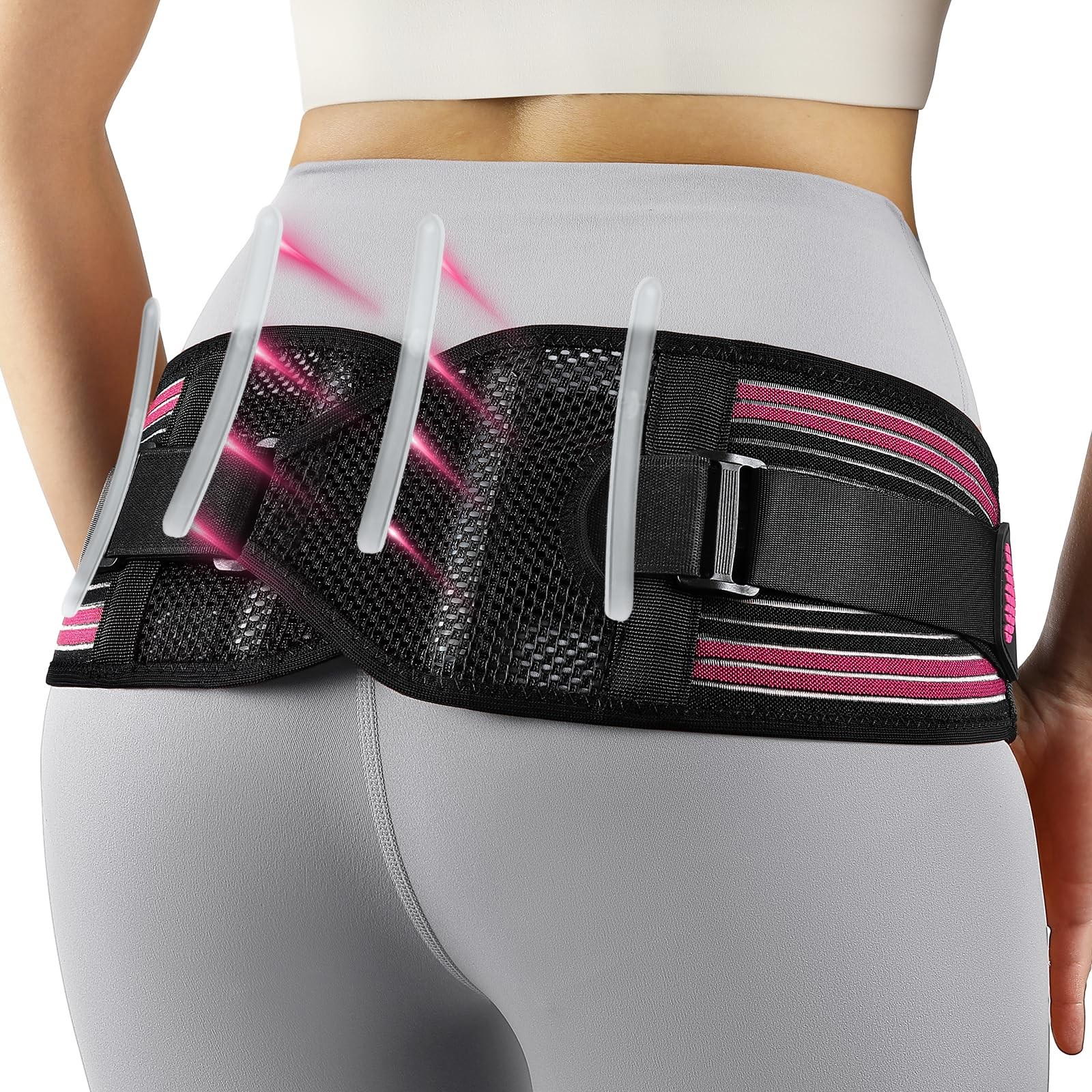 Fitomo SI Joint Hip Brace with X-Shape for Pelvic Stability, XXL XXL, Rose