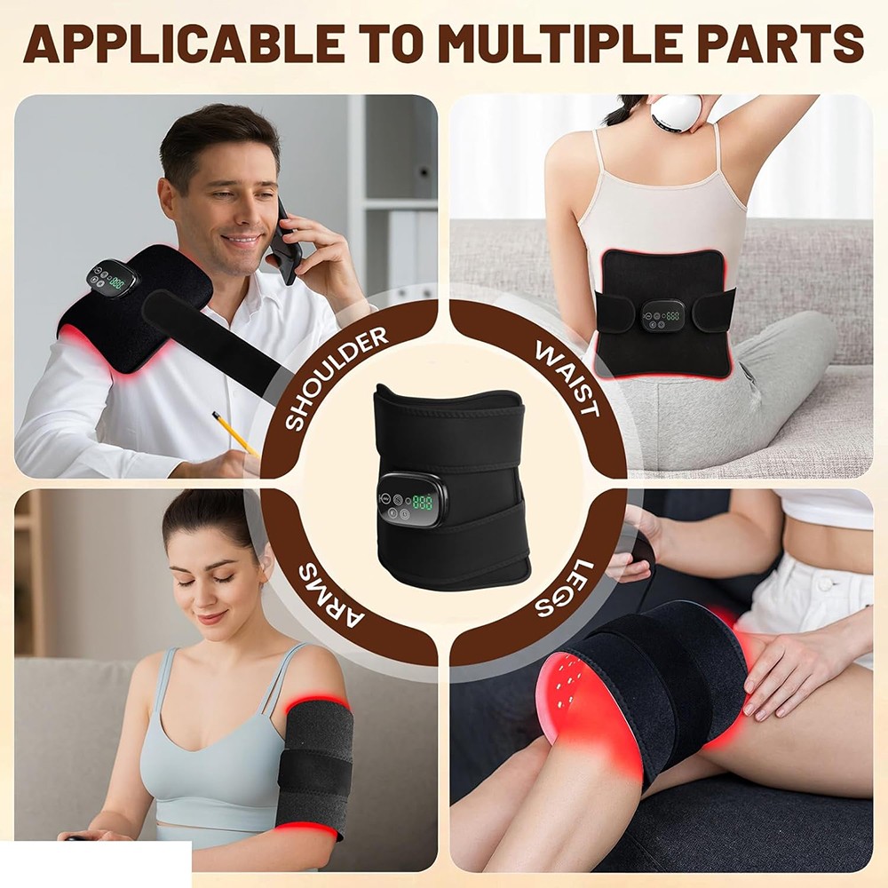 Red Light Heating Vibration Back Massager Lumbar Belt for Lower Back Pain Relief