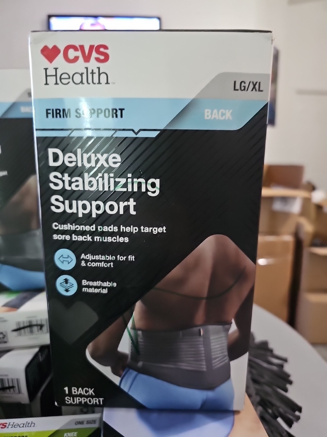 New In Box CVS Health Firm Support Back Deluxe Stabilizing Support: Size LG/XL