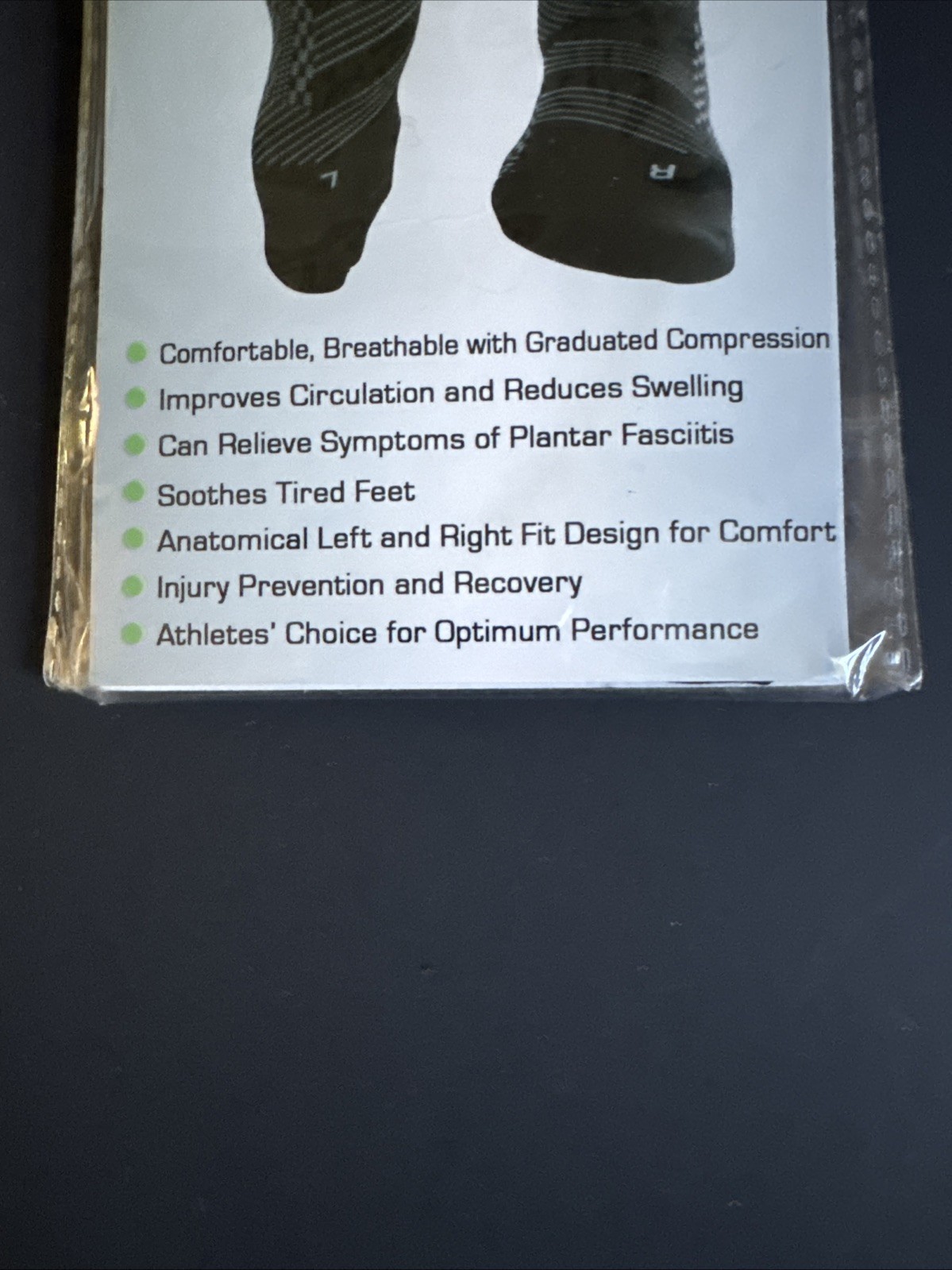 TechWare Pro Compression Ankle/Foot Socks- Size M Unisex; 1 Pair Black/Grey