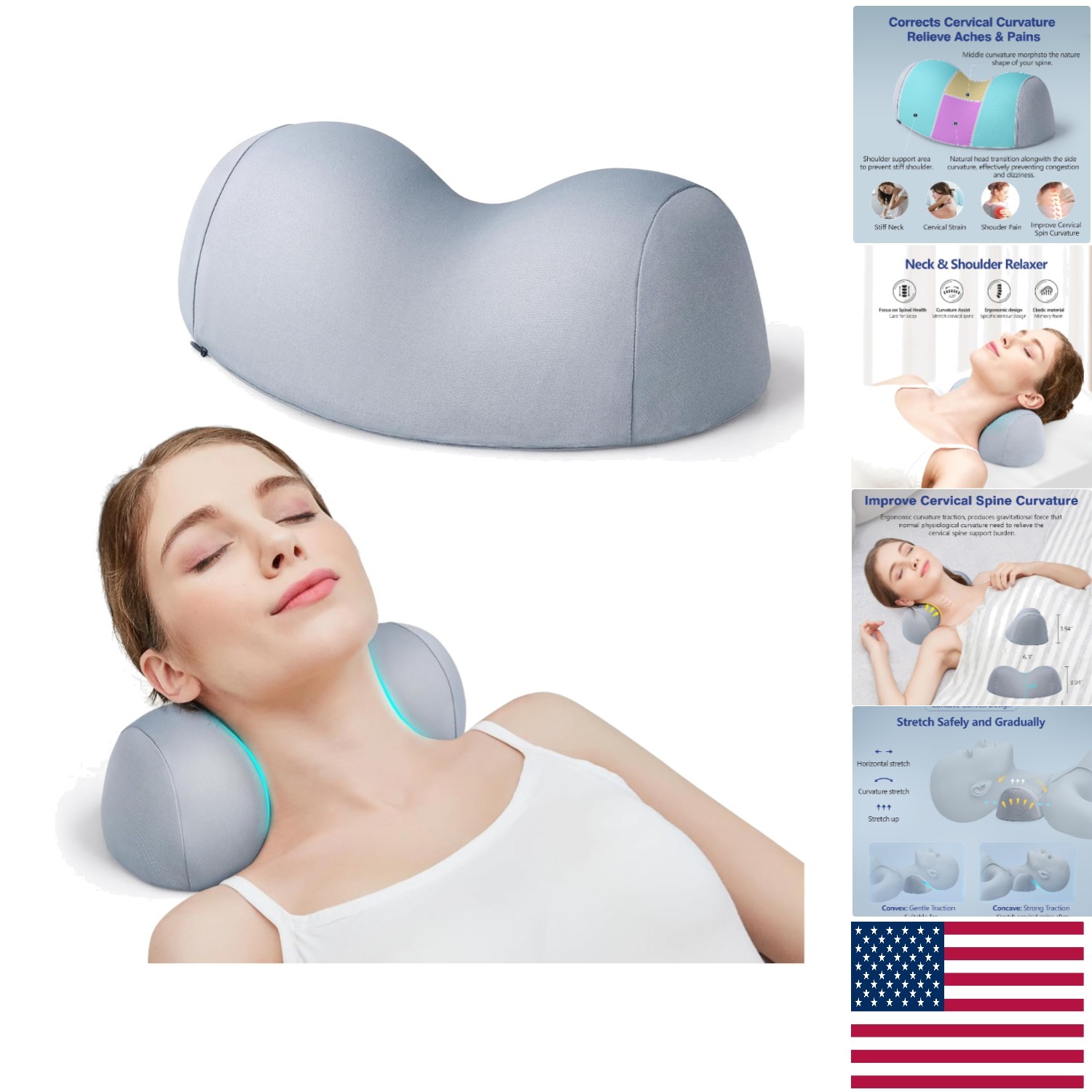 Portable Neck Stretcher Pillow for Muscle Tension Relief – Hypoallergenic Foam