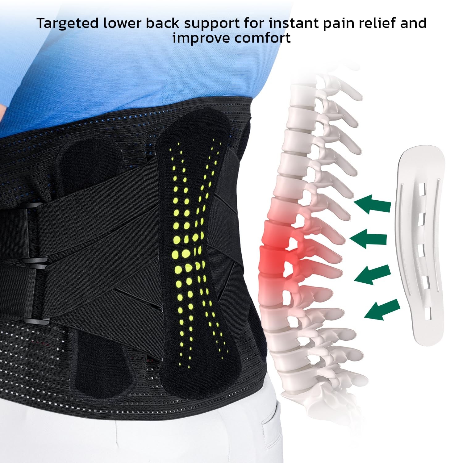 aoFIT Back Brace for Lower Pain Relief,Back Support Belt Large, HEISE