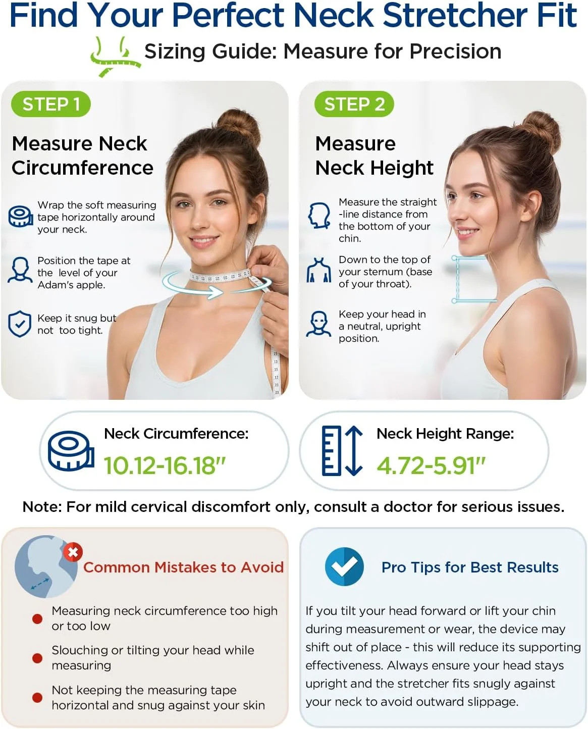 Neck Traction Device, Adjustable Neck Stretcher for Pain Relief | Ergonomic Cerv