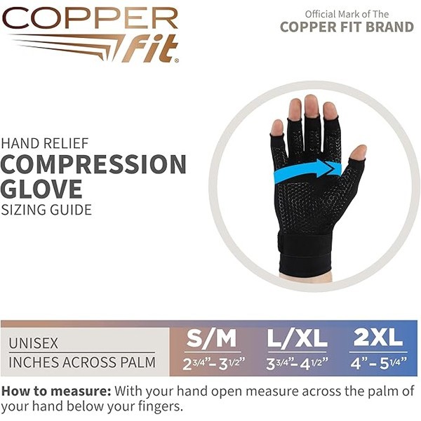 Copper Fit Unisex Hand Relief Compression Gloves Small/Medium Lot of 2 Pairs