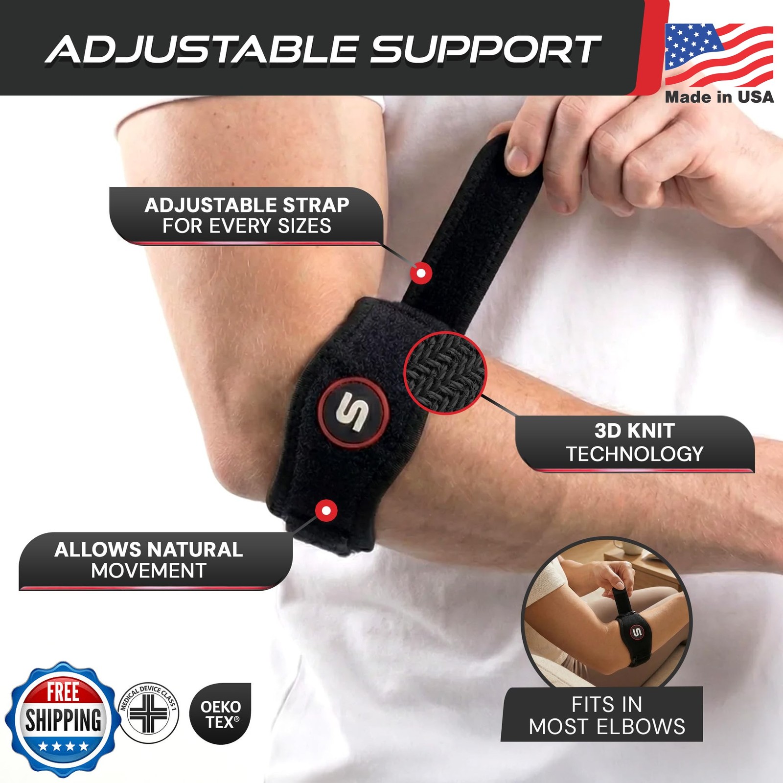 Sleeve Stars Tennis Elbow Brace for Men & Women, Elbow Brace for Tendonitis, Ten