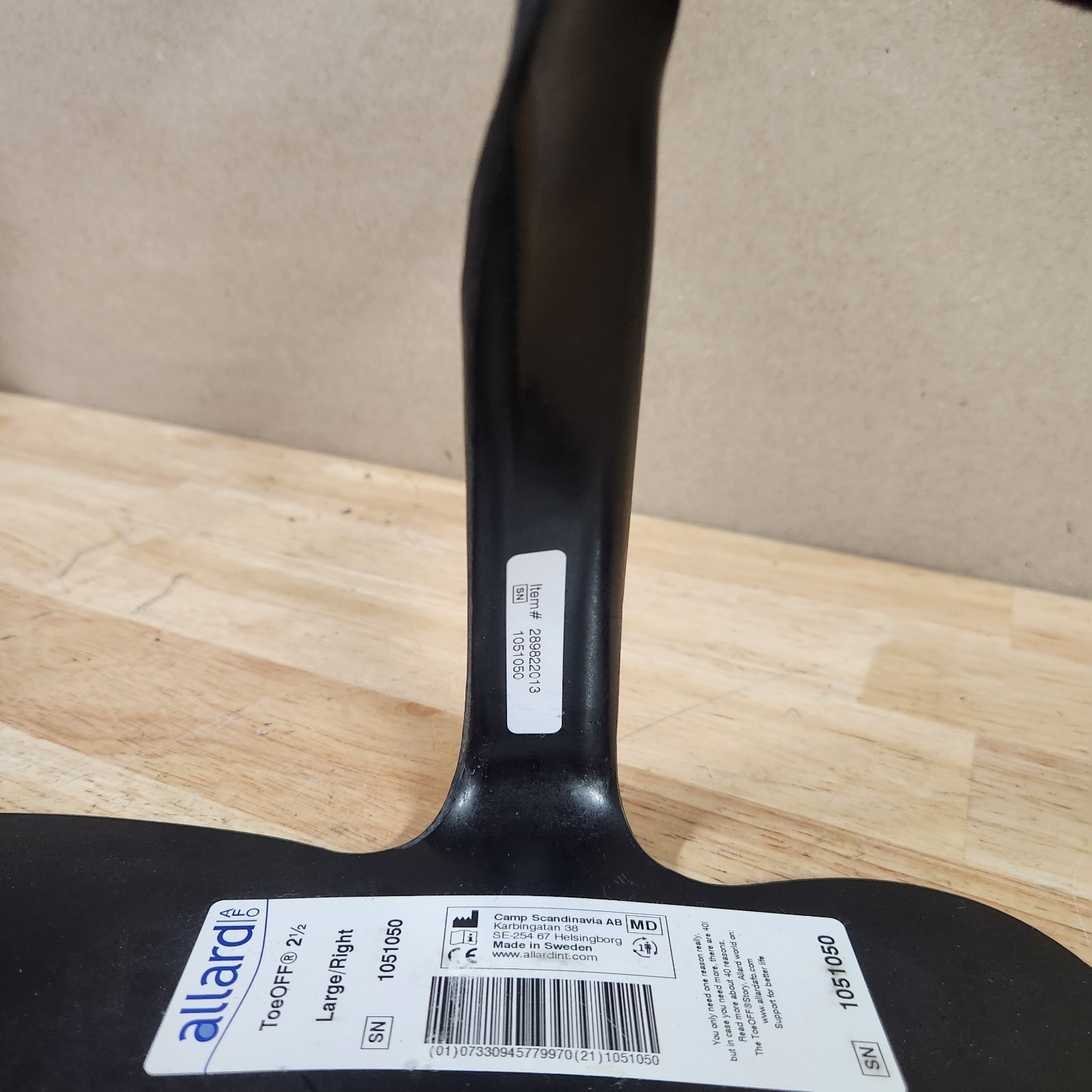 Allard Toe Off 2-1/2 AFO LARGE Right Black Ankle Foot Orthosis Drop Foot