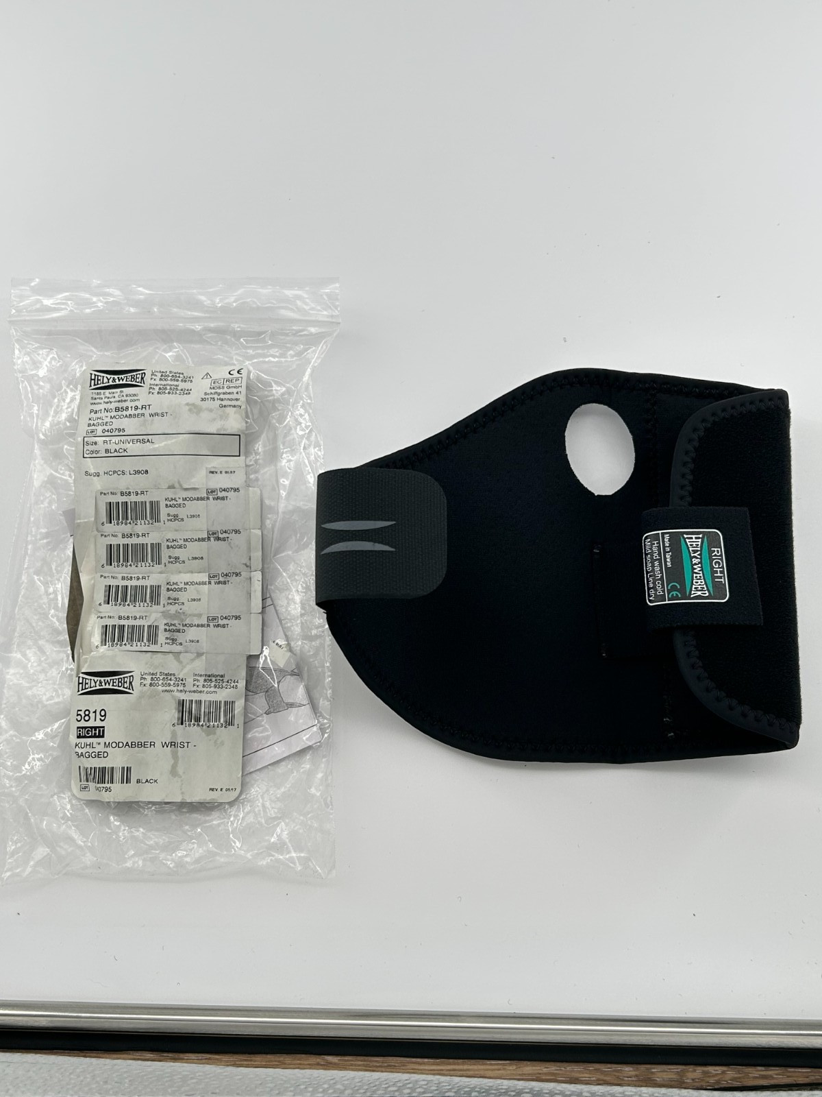New Hely & Weber Modabber™ KUHL Wrist Orthosis 5819 Right Hand Short Black