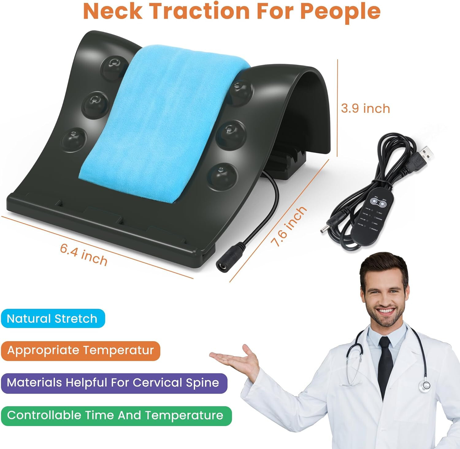Heated Cervical Neck Traction Device for Neck Muscle Tension Stress Pain Relief