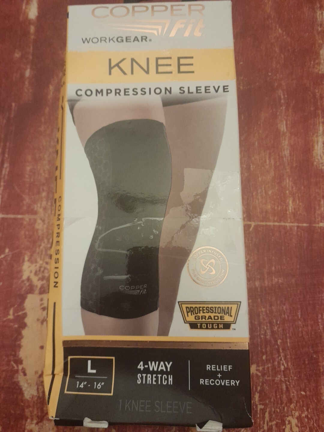 2-New Copper Fit Work Gear Knee Compression Sleeve Unisex Large 14″-16″ TOUGH