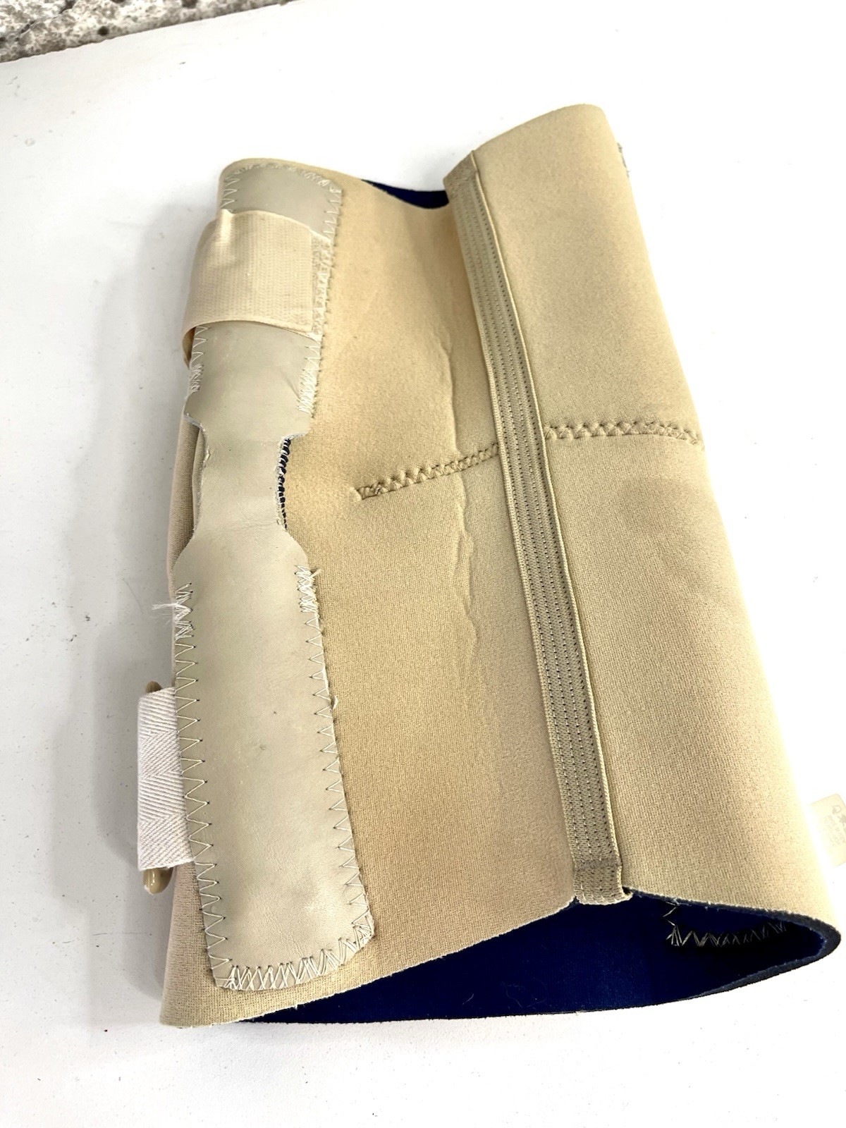 Open Patella Knee Support Brace Large Beige Adjustable Compression Sleeve