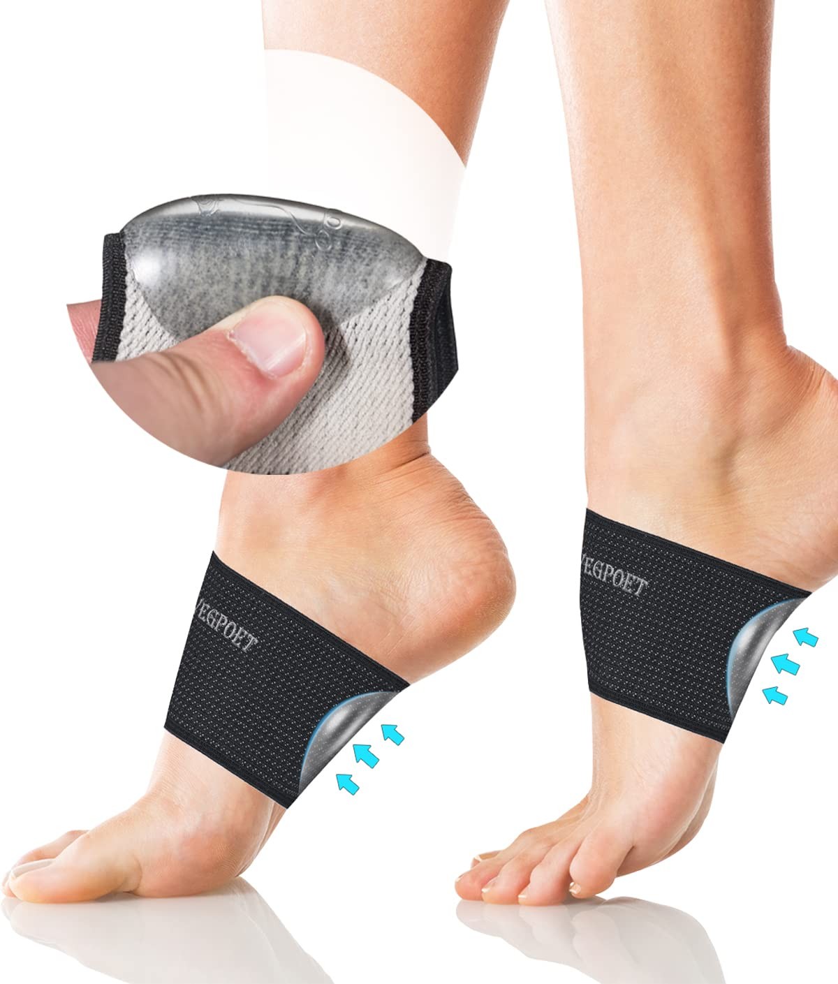 Plantar Fasciitis Relief – Copper Arch Support Braces/Sleeves with Gel Pads, …