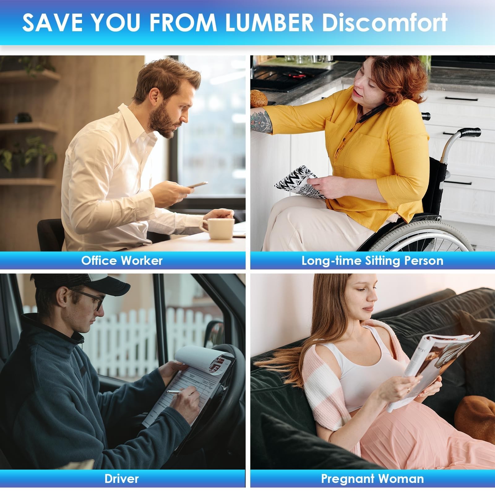 Lumbar Pillow for Chair and Car, Back Support for Office, Memory Foam Cushion…