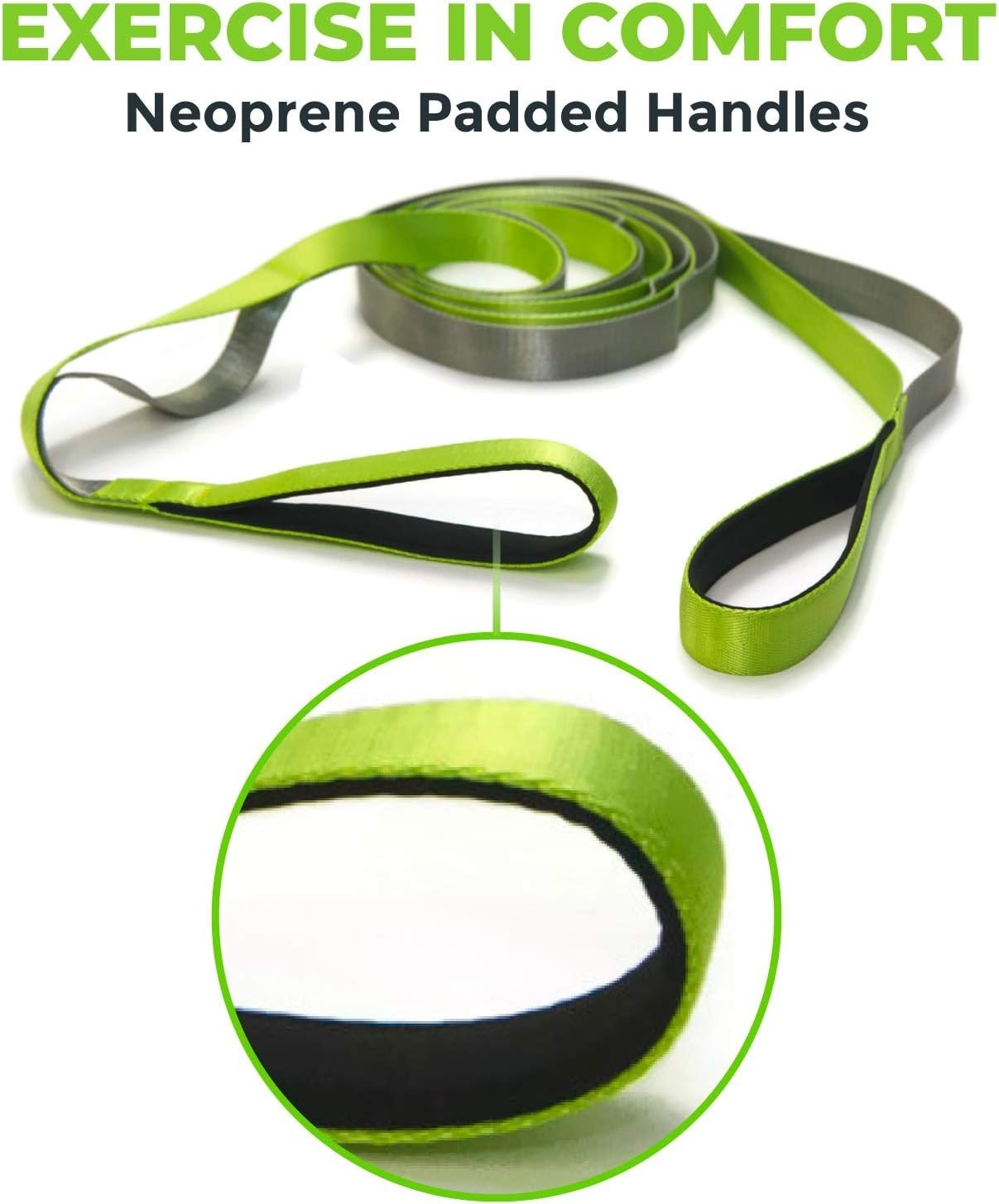Durable Stretching Strap for Therapy & Flexibility – Includes 12 Exercise Guide