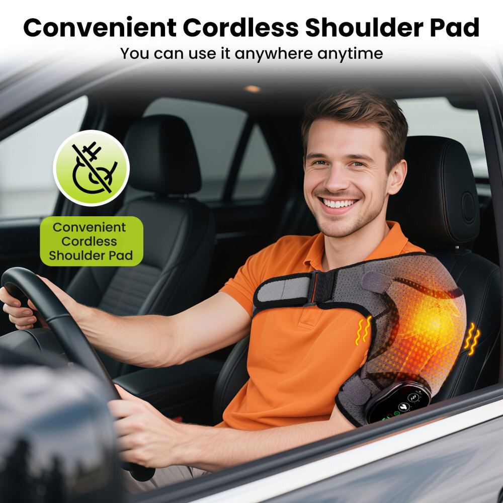 Electric Heated Shoulder Brace Massager Rotator Cuff Support Compression Wrap US