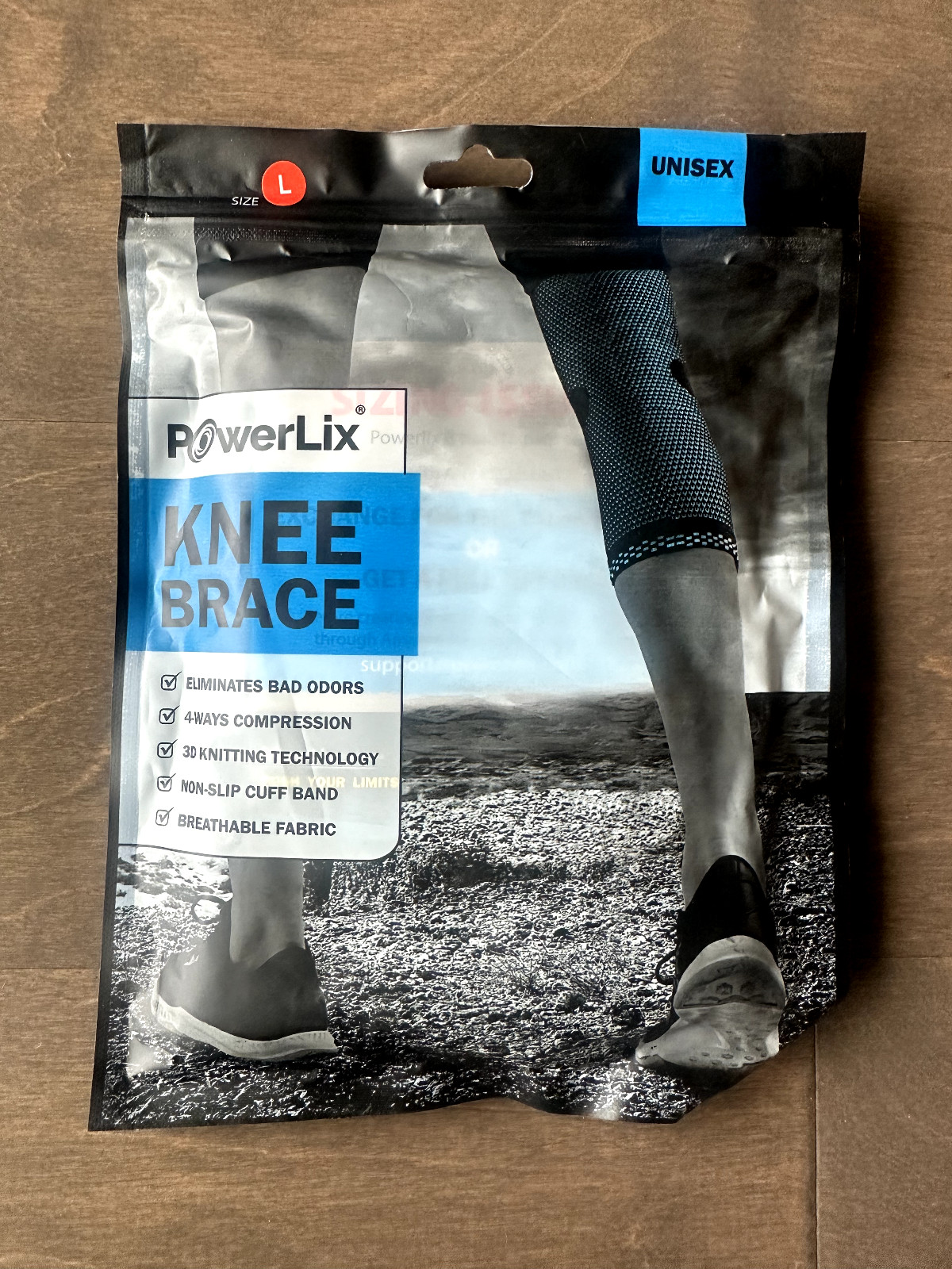 Knee Brace 4 Way COmpression Non-Slip Ciuff Band Smooth Fabric Unisex Large