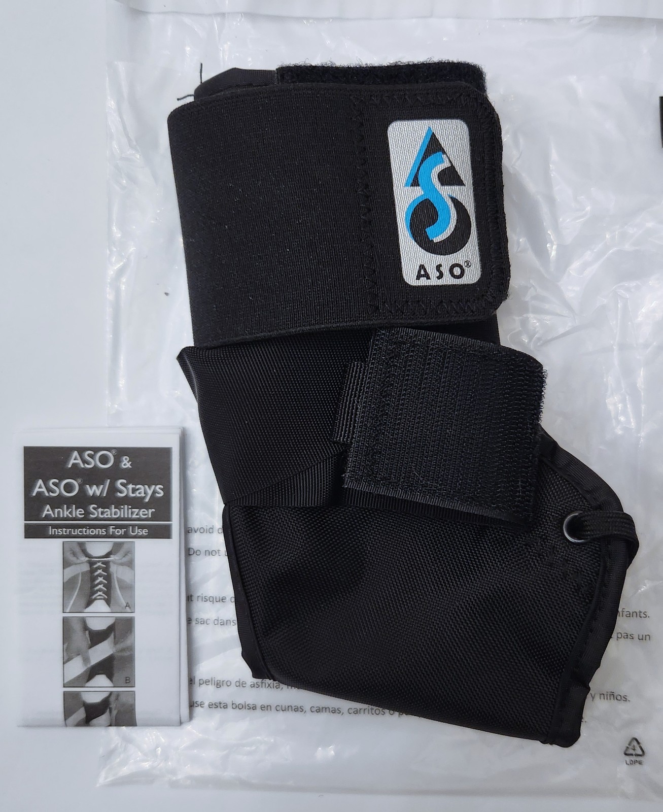 Med Spec ASO Ankle Stabilizer Brace Small Black New Box Damage Ankle Support