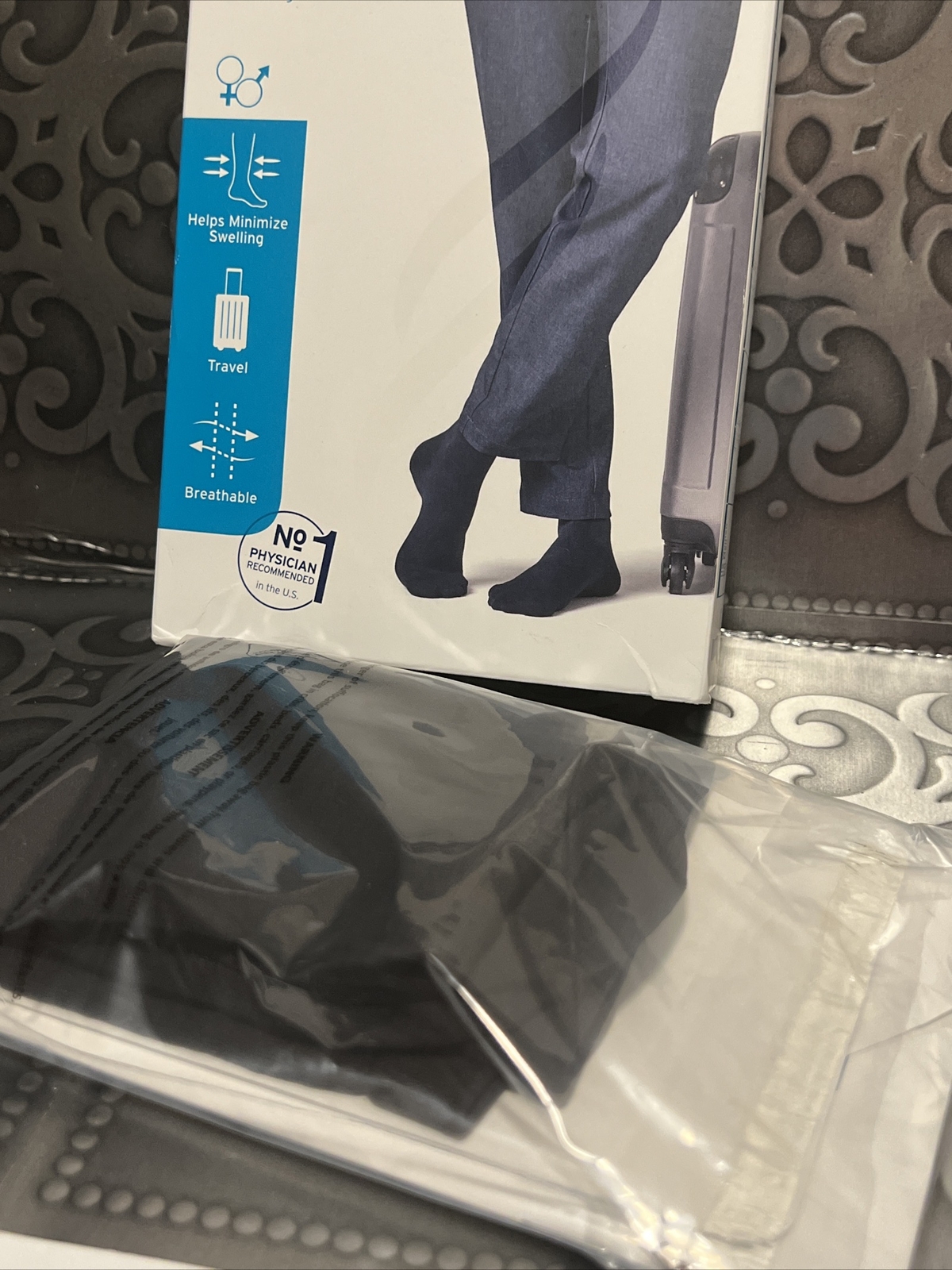 Jobst Travel Knee Support Socks 15-20mmHg Compression Men Size 1 CT Black