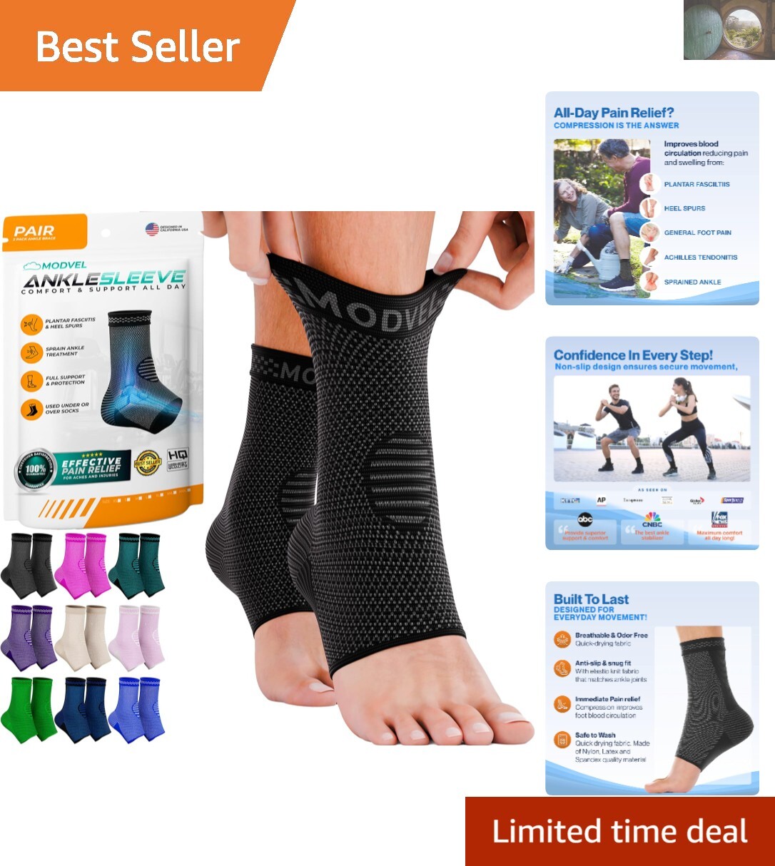 Ankle Compression Sleeve for Sports & Recovery – Lightweight & Durable